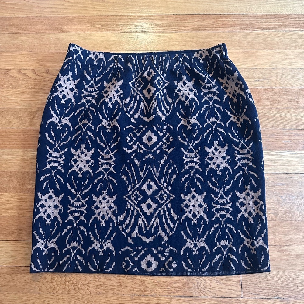Charter Club Black and Brown Cotton Pencil Skirt Size Large